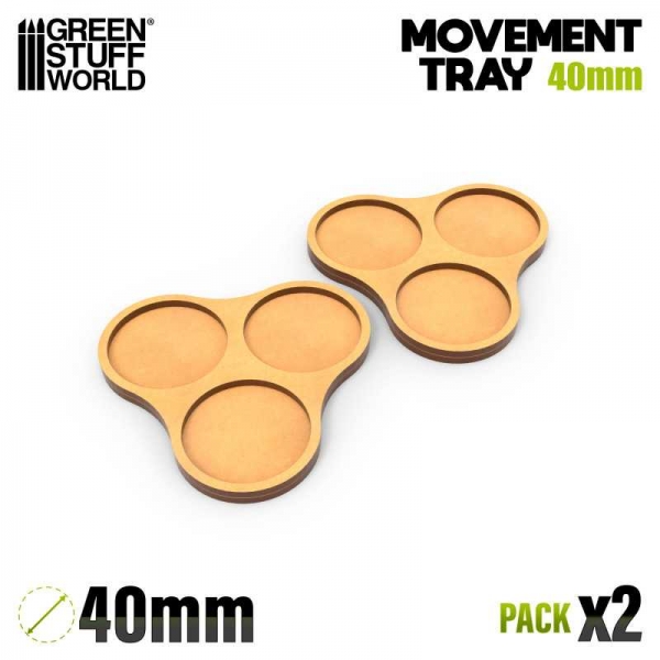 Green Stuff World: MDF Movement Trays 40mm x3 - Skirmish