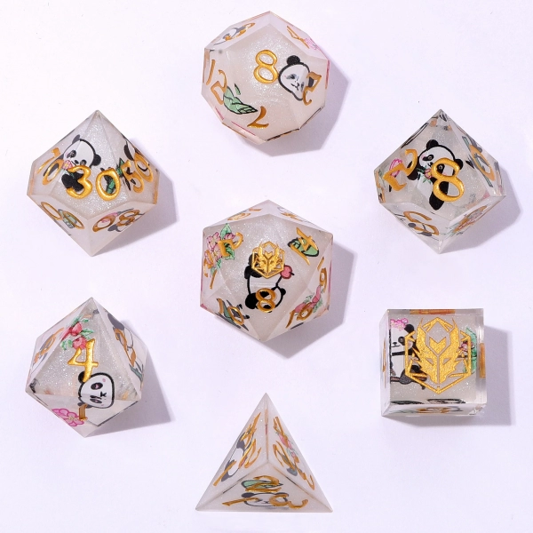 Captured Magic Sharp Edge Resin Dice - Pandemonium Silver