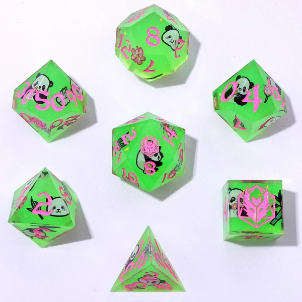 Captured Magic Sharp Edge Resin Dice - Pandemonium Green