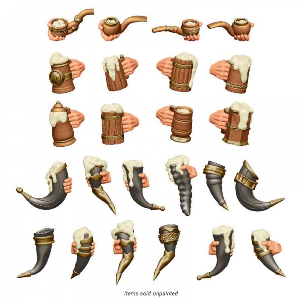Green Stuff World: Beer Mugs and Horns 1:48