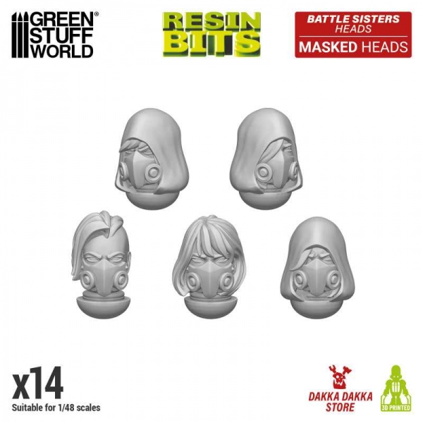 Green Stuff World: DakkaDakka - Battle Sisters of Repentance Masked Heads 1:48
