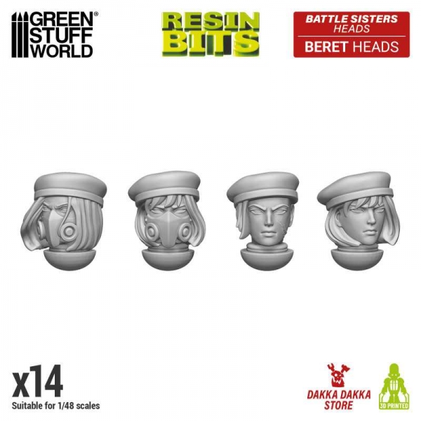 Green Stuff World: DakkaDakka - Battle Sisters of Repentance Heads with Berets 1:48