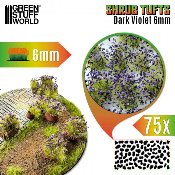 Green Stuff World: Shrub Tufts 6mm self-adhesive - Dark Violet