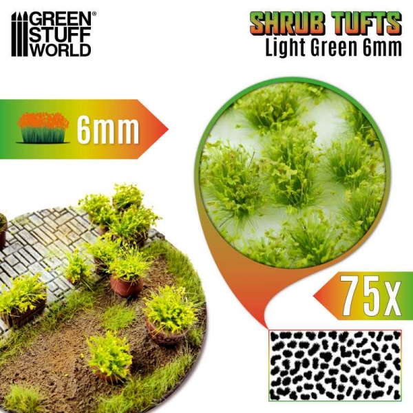 Green Stuff World: Shrub Tufts 6mm self-adhesive - Light green