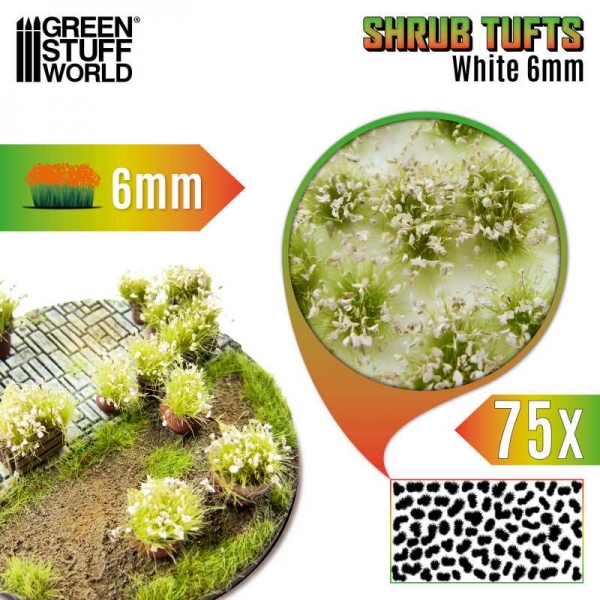 Green Stuff World: Shrub Tufts 6mm self-adhesive - White