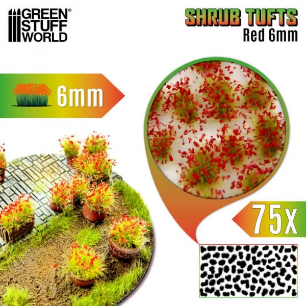 Green Stuff World: Shrub Tufts 6mm self-adhesive - Red