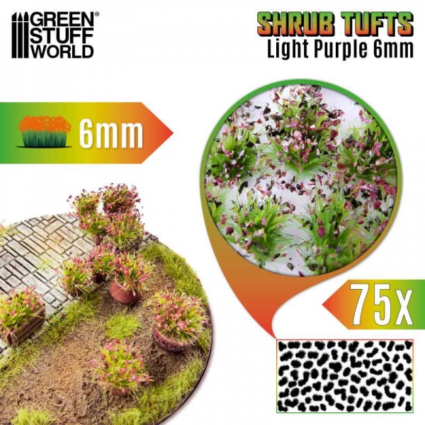 Green Stuff World: Shrub Tufts 6mm self-adhesive - Light Purple