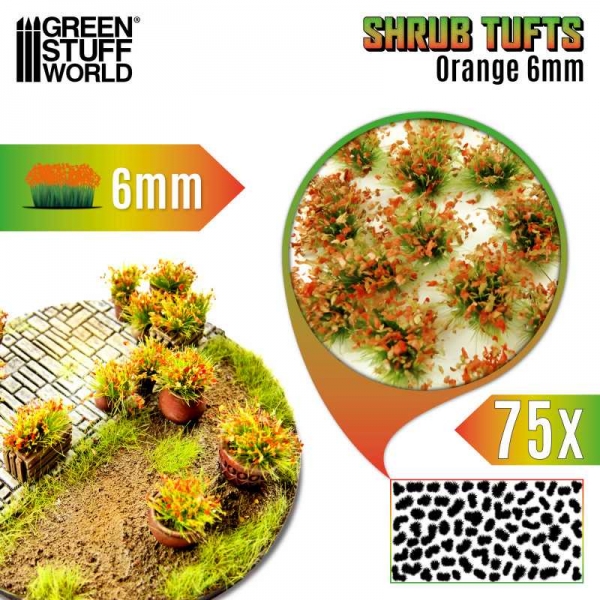 Green Stuff World: Shrub Tufts 6mm self-adhesive - Orange