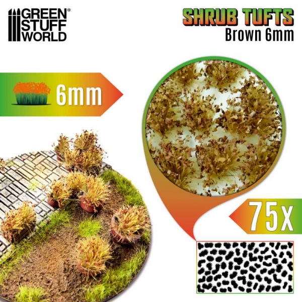 Green Stuff World: Shrub Tufts 6mm self-adhesive - Brown