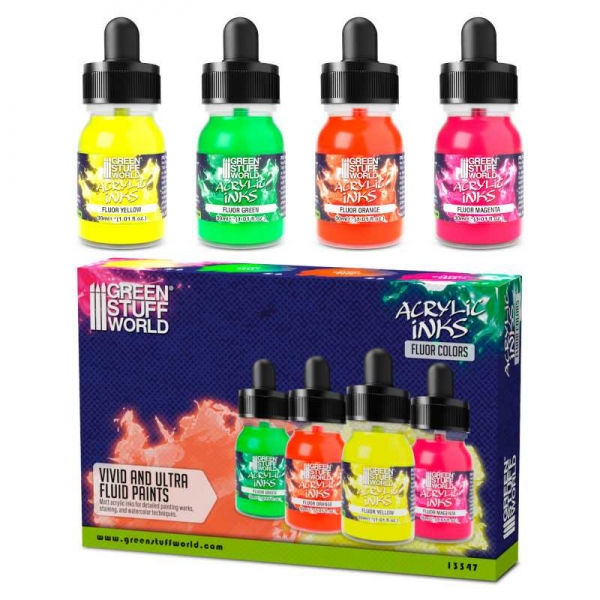 Green Stuff World: Acrylic Inks Set - Fluor (x4)