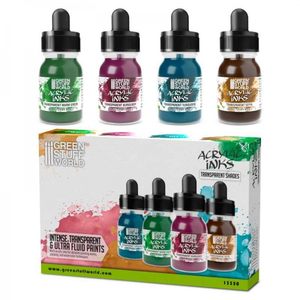 Green Stuff World: Acrylic Inks Set - Transparent Shades (x4)
