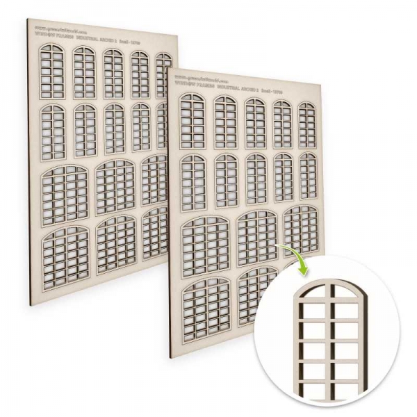 Green Stuff World: Industrial Arched Miniature Windows - Large (type 2)