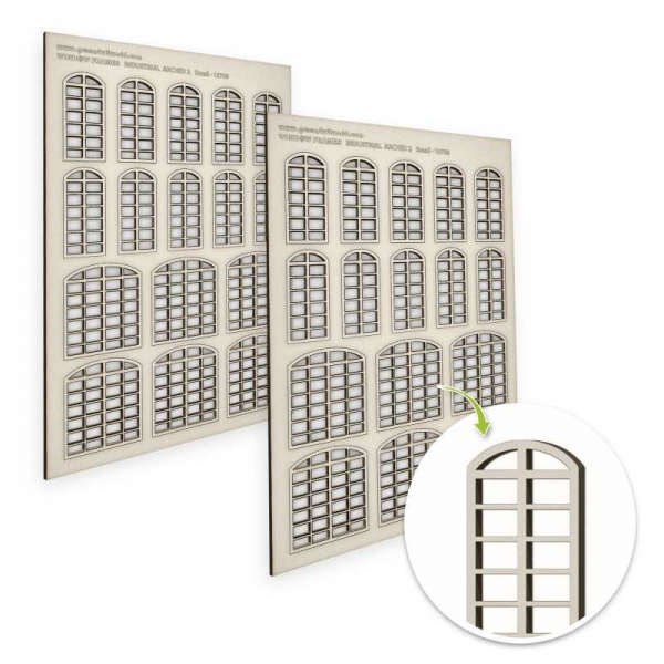 Green Stuff World: Industrial Arched Miniature Windows - Small (type 2)