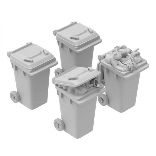 Green Stuff World: Plastic Trash Bins 1:48