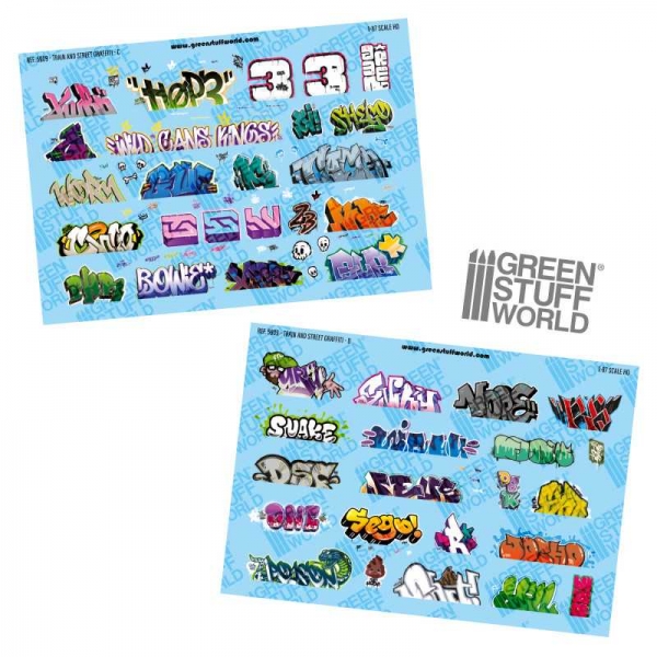 Green Stuff World: Model railway graffiti decals 1:87 HO (Set-2)