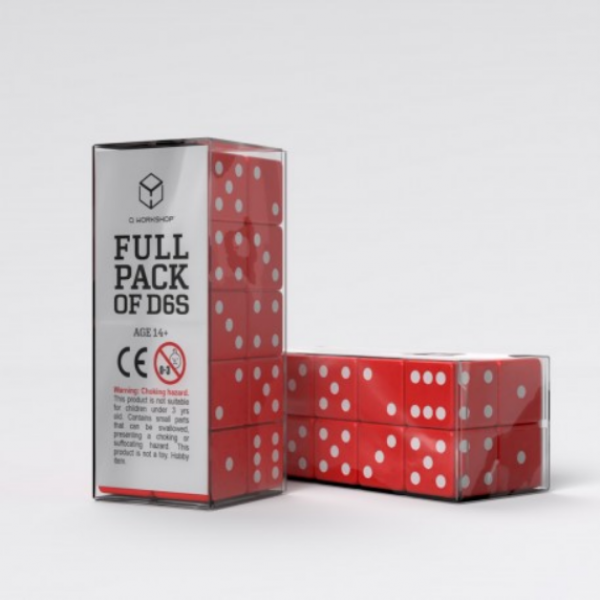 Q-Workshop: Full Pack of D6s - Red & White
