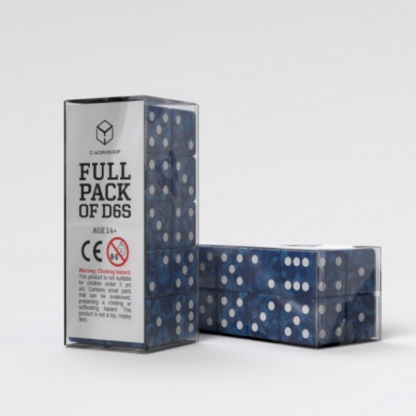 Q-Workshop: Full Pack of D6s - Cobalt & White