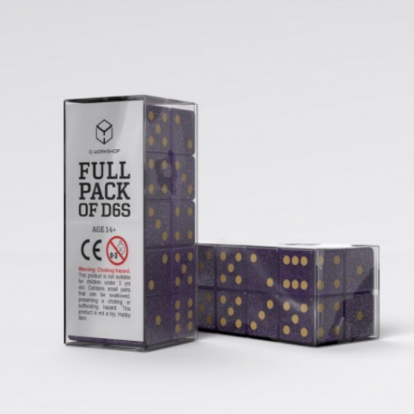 Q-Workshop: Full Pack of D6s - Shimmering Purple & Gold