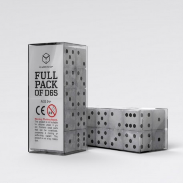 Q-Workshop: Full Pack of D6s - Pearl & Black