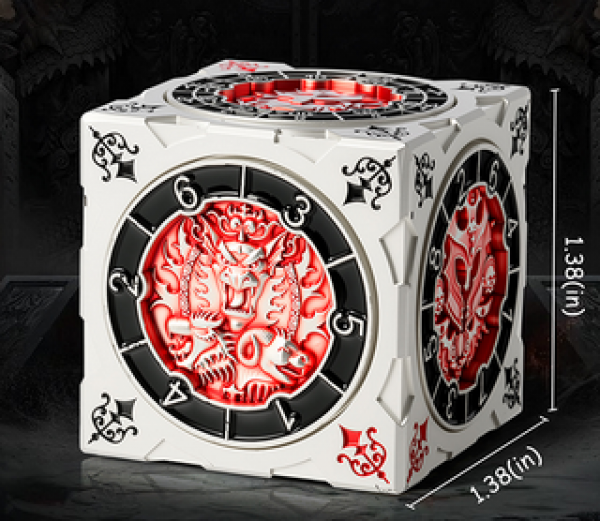 Dice Habit: 7-in-1 D&D Cube Spinner Dice - Red & Silver