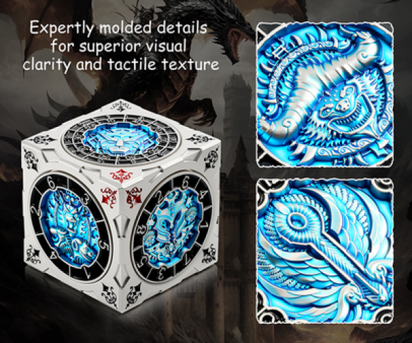 Dice Habit: 7-in-1 D&D Cube Spinner Dice - Blue & Silver