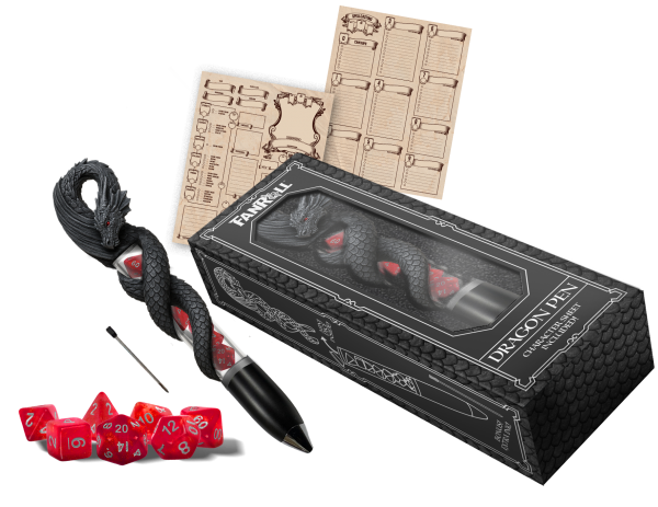 Dragon Dice Pen with Mini Dice Set and Character Sheet