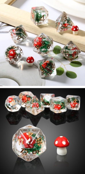 Dice Habit: Resin Dice Set (7pcs) [Red Mushroom]