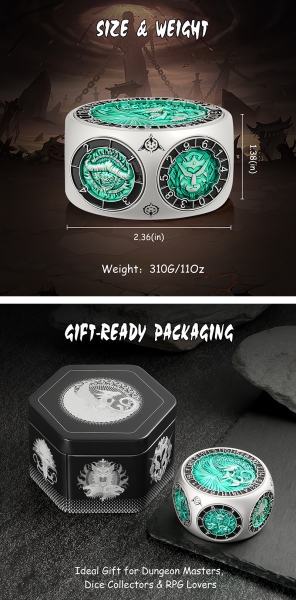 Dice Habit: Octagon Spinner Dice [Green & Silver]
