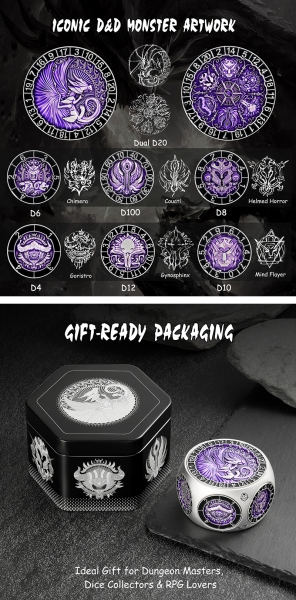 Dice Habit: Octagon Spinner Dice [Purple & Silver]