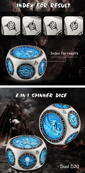 Dice Habit: Octagon Spinner Dice [Blue & Silver]