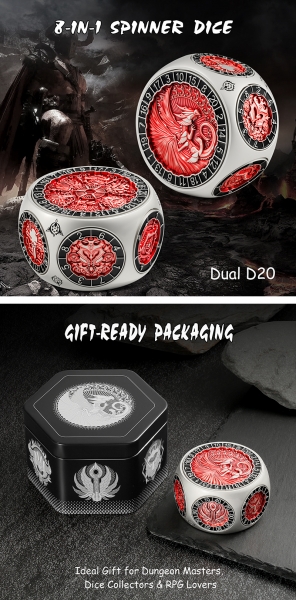 Dice Habit: Octagon Spinner Dice [Red & Silver]