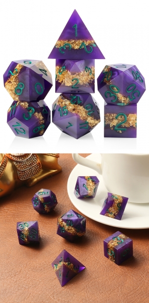 Dice Habit: Sharp Edge Dice Set (7pcs) [Gold Vein]