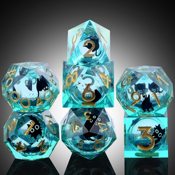 Dice Habit: Liquid Core Dice Set (7pcs) [Scuba Kitty]