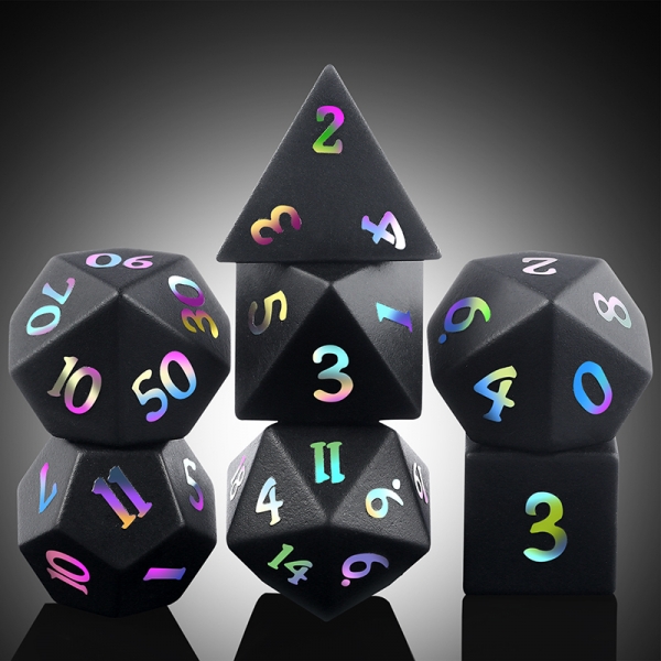 Dice Habit: Gemstone Dice Set (7pcs) [Frosted Obsidian (Natural)]