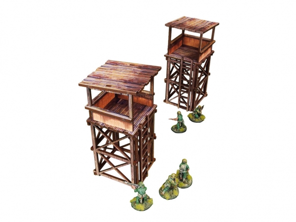 WW2 Pacific Guard Tower (2) PREPAINTED [28mm/1:56]