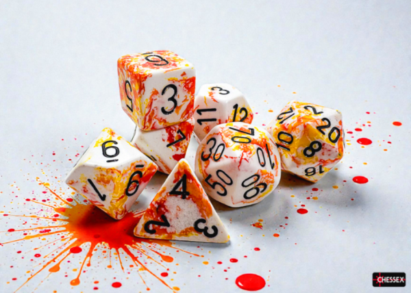 Chessex RPG Dice Sets: Brush Series - Sunrise/Black (7)