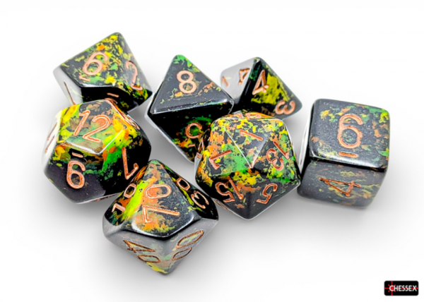 Chessex RPG Dice Sets: Brush Series - Deep Forest/Gold (7)