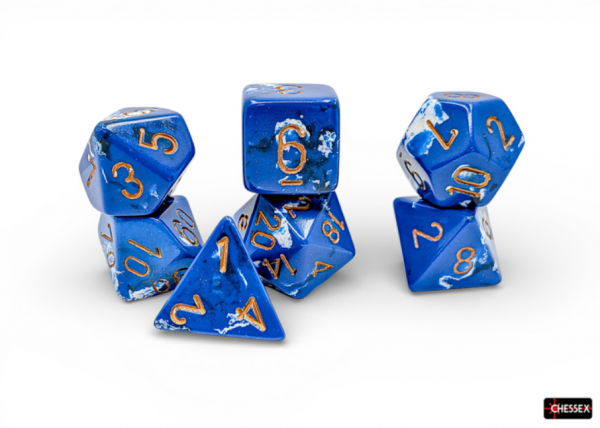 Chessex RPG Dice Sets: Brush Series - Wavebreak/Gold (7)