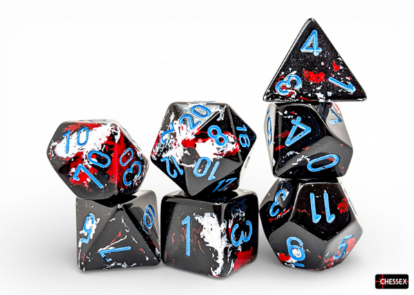 Chessex RPG Dice Sets: Brush Series - Dark Side/Blue (7)