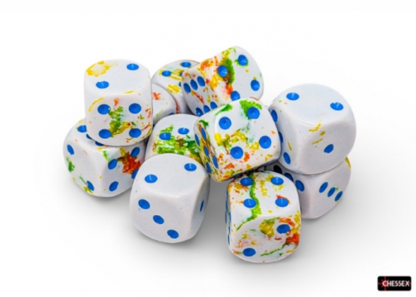 Chessex 16mm d6 Dice Cube: Brush Series - Breezy/Blue (12)