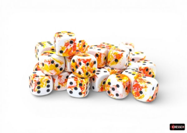 Chessex 12mm d6 Dice Cube: Brush Series - Sunrise/Black (36)