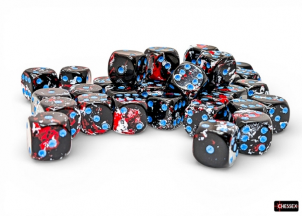 Chessex 12mm d6 Dice Cube: Brush Series - Dark Side/Blue (36)