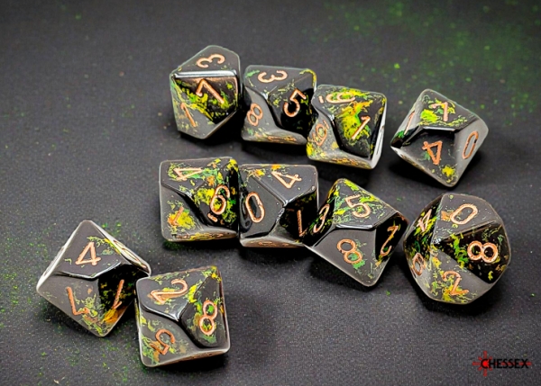 Chessex: Brush Deep Forest/gold Set of Ten d10s