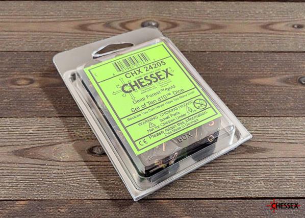 Chessex: Brush Deep Forest/gold Set of Ten d10s