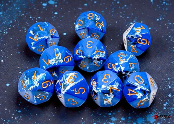 Chessex: Brush Wavebreak/gold Set of Ten d10s