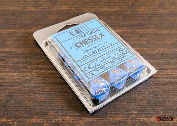 Chessex: Brush Wavebreak/gold Set of Ten d10s