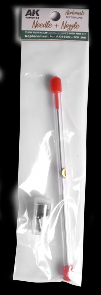 NEEDLE + NOZZLE 0.2 TOP LINE. REPLACEMENT FOR AIRBRUSH AK9600 0.3 TOP LINE