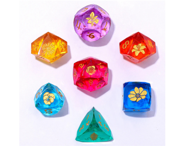 Captured Magic Luster Cut Resin Dice Set - Bouquet of Dice
