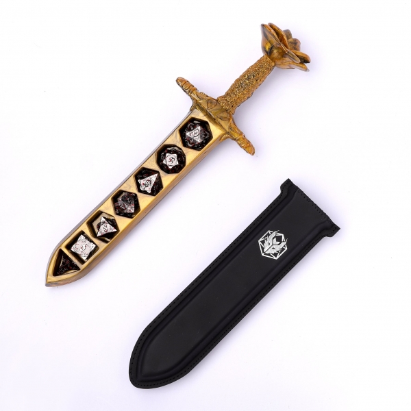 Rose Dagger Resin Dice Case - Gold