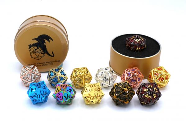 Filled Display - Mystery Hollow Metal D20s